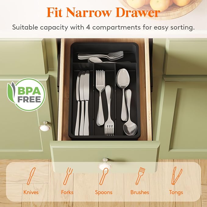 Lifewit Silverware Drawer Organizer Tray, Cutlery Storage - Image 3