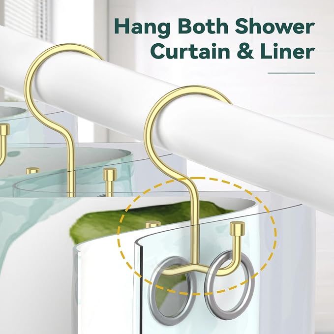 Shower Curtain Hooks, Shower Curtain Rings, Durable Gold Shower Curtain Hangers - Image 5