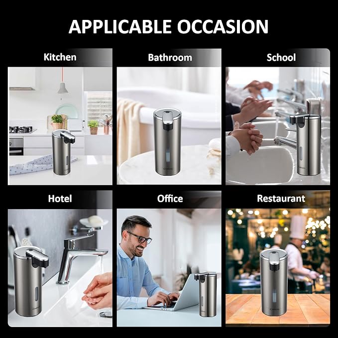 Automatic Liquid Soap Dispenser Touchless, Stainless Steel, 12oz/340ml | Hand - Image 6