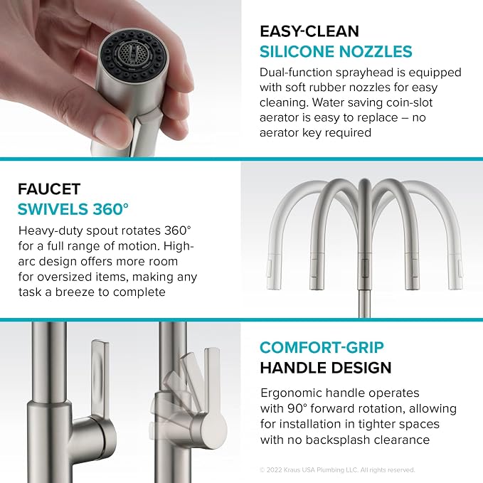 KRAUS Black Stainless Steel Pull Down Kitchen Faucet KPF-2820MBSFSB | Two-tone - Image 10