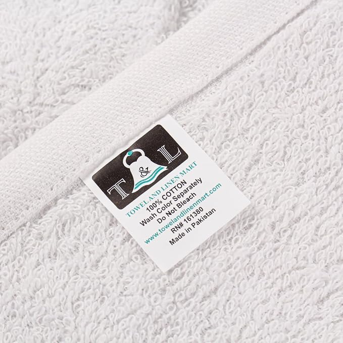 Towel and Linen Mart 100% Cotton White 18 Pack Bath Towel Set, Quick Dry - Image 5