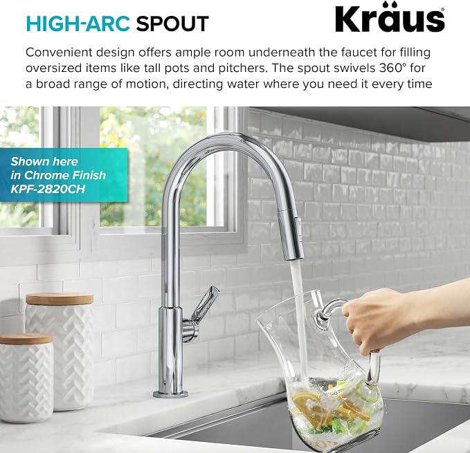 KRAUS Black Stainless Steel Pull Down Kitchen Faucet KPF-2820MBSFSB | Two-tone - Image 5