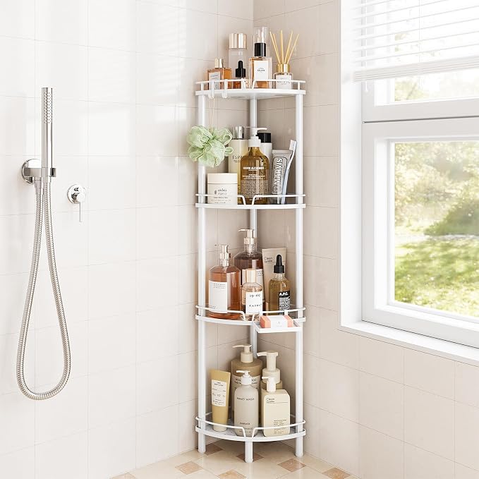 ELYKEN Corner Shower Caddy Standing, 4 Tier Metal Shower Organizer by ELYKEN