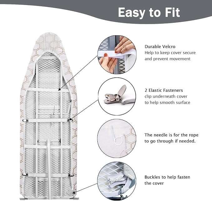 SheeChung 14"x42" Over The Door Ironing Board Cover and Pad, Heat Resistance - Image 3