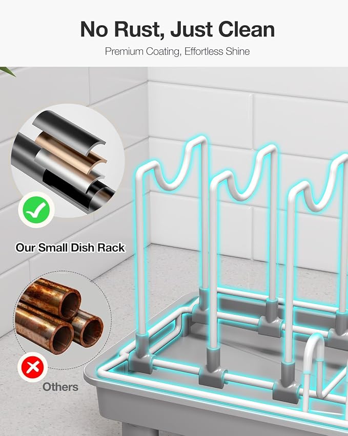 Small Dish Drying Rack with Drainboard, Compact - Image 5