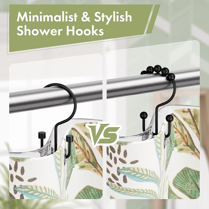 Amazer Black Shower Curtain Hooks, Rust-Resistant Metal Shower Hooks, Cylinders - Image 6