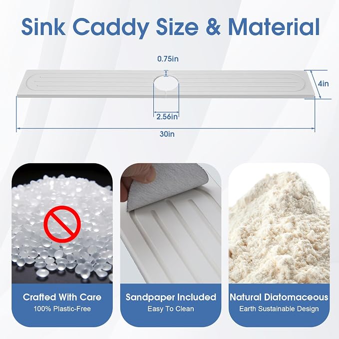 Drying Stone Faucet Mat for Kitchen Sink, Trays Diatomite Quick Dry Around - Image 3