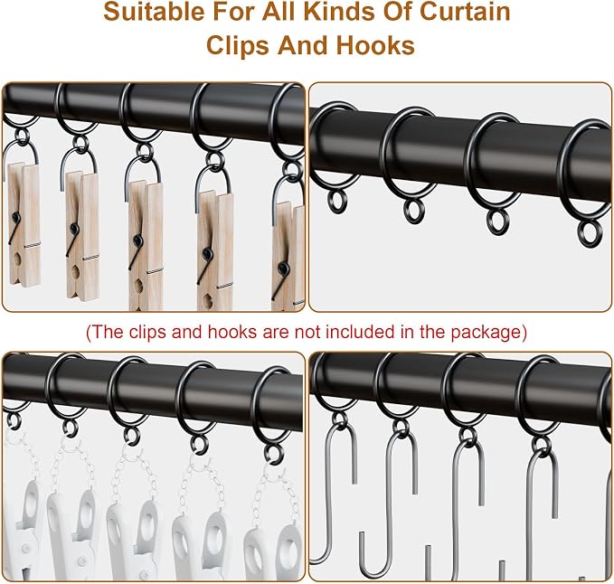 50 Packs Black Metal Curtain Rings - Image 3