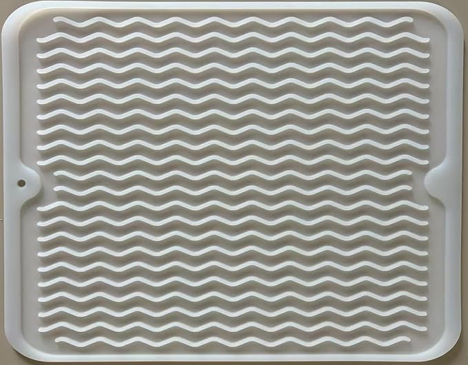 Silicone Dish Drying Mat, Non-Slip Easy Clean Sink Mat, Translucent, Large by MODENGKONGJIAN