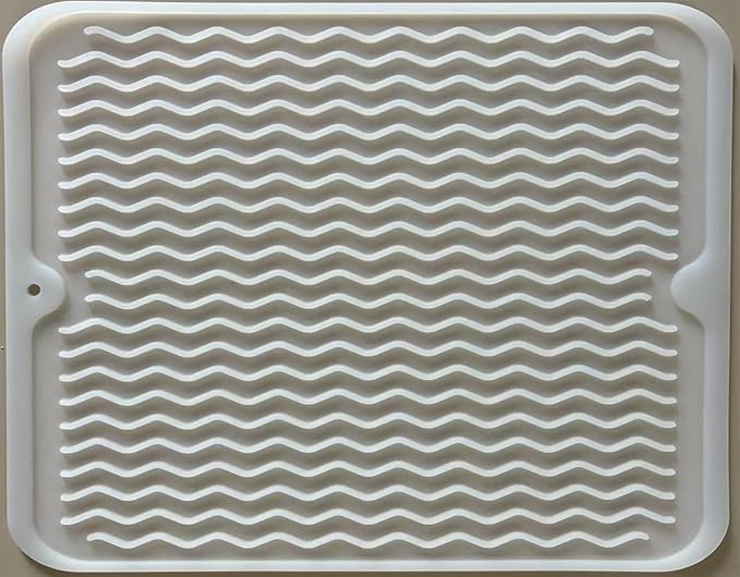Silicone Dish Drying Mat, Non-Slip Easy Clean Sink Mat, Translucent, Large by MODENGKONGJIAN