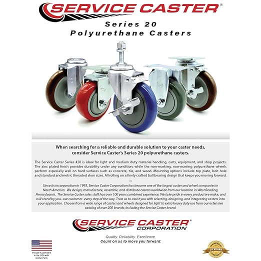 Service Caster Brand Replacement Caster for Uline Caster H-5539S-Swivel Top Plate Caster with 4 Inch Yellow Polyurethane Wheel-Light Duty Replacement Caster-Fit Cart, Dollies and Poly Box Truck H-1956