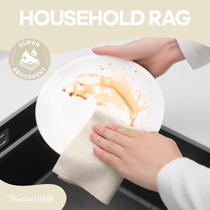 Fantasticlean Microfiber Cleaning Cloth Roll, 60 Pack, Off White - Image 3