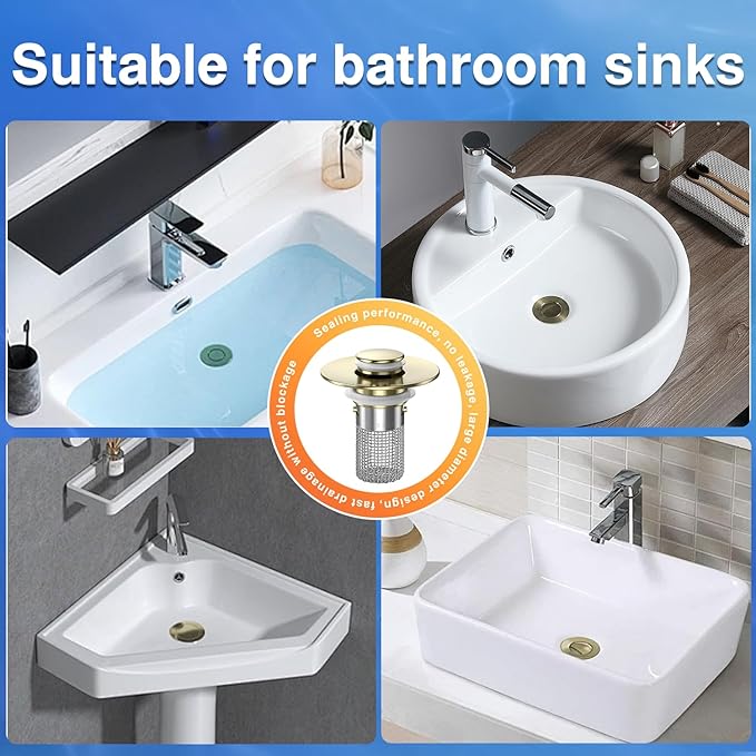 Bathroom Sink Drain Strainer, Pop-up Sink Drain Strainer - Image 7