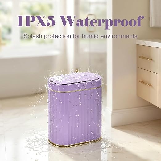 ELPHECO Bathroom Sensor Trash Can, 2 Gallon, Automatic Lid, Slim Plastic - Image 4