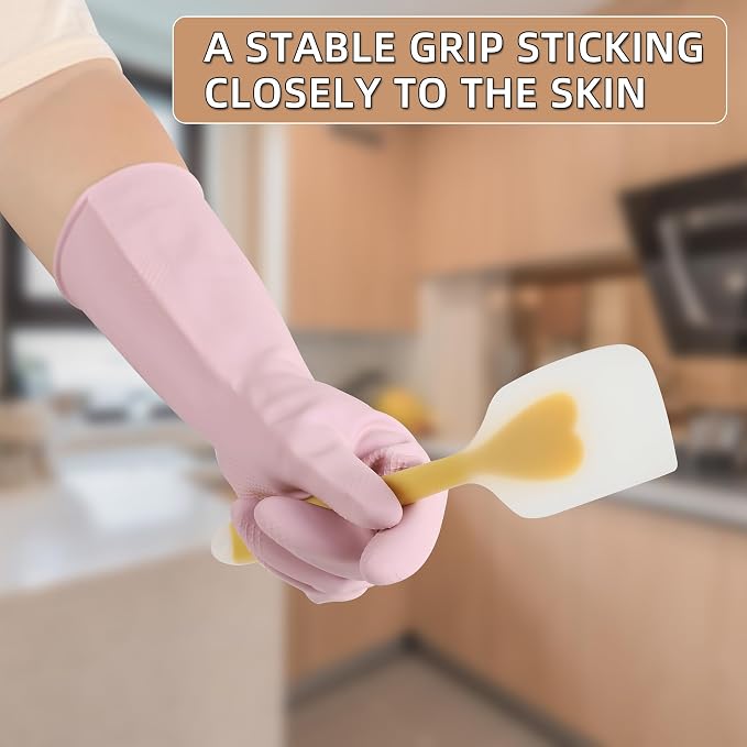 Dishwashing Rubber Gloves Reusable Kitchen Gloves 2Pairs Cleaning Gloves - Image 3