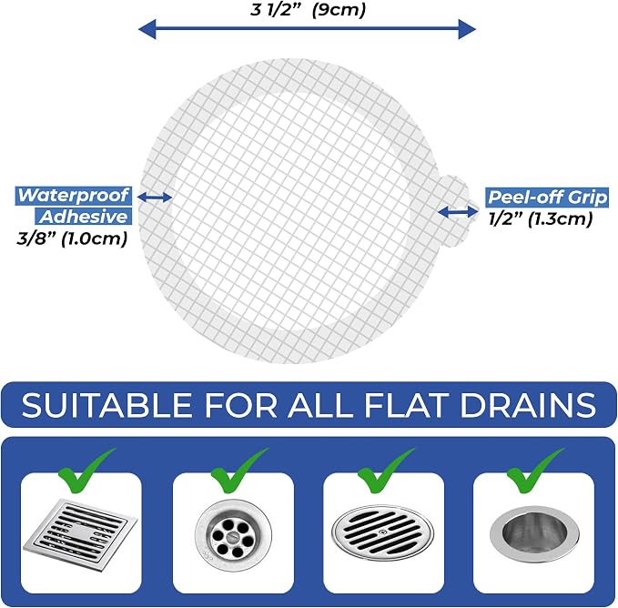 35 Pack Hair Catcher Shower Drain Disposable Mesh Stickers - Image 2