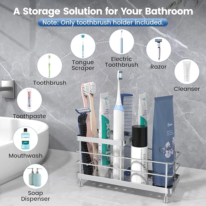Luxspire Toothbrush Holders for Bathroom, Stainless Steel, 6 Slots, For - Image 3
