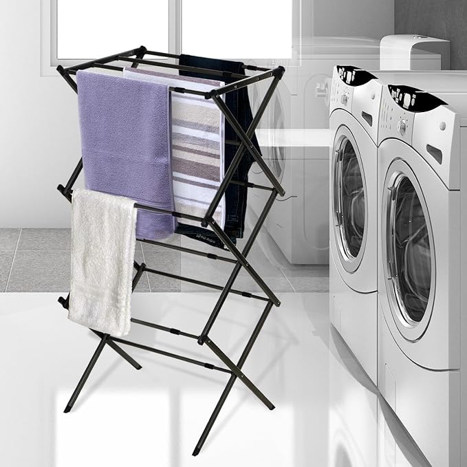 Black+Decker 3 Tier Expandable Collapsing Foldable Laundry Rack - Image 5