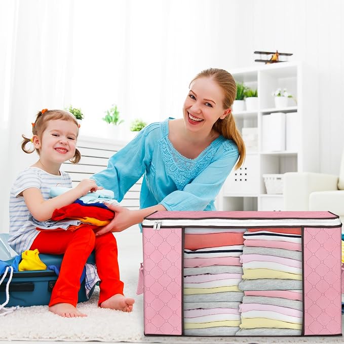 90L Large Storage Bags, 4 Pack Clothes Storage Bins Closet Organizers | - Image 6