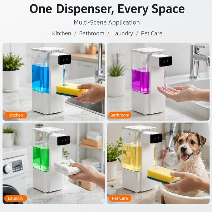 Extra Large 27 oz Dish Soap Dispenser, USB-C Rechargeable | No-Drip Precision - Image 6