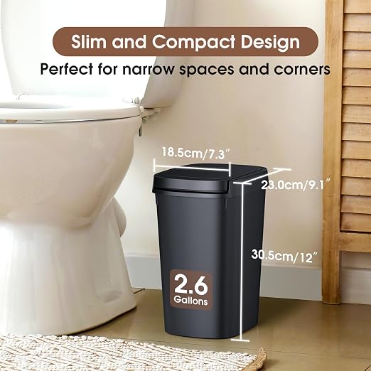 CEROELDA 3 Pack Slim Bathroom Trash Can, 10L/2.6 Gal - Image 2