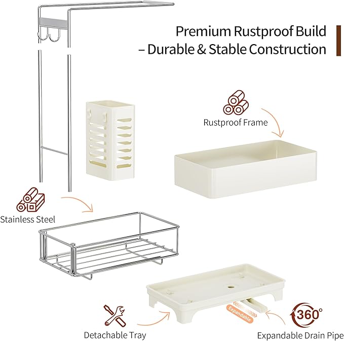 MOUKABAL 2-Tier Sponge Holder for Kitchen Sink Caddy Organizer - Image 4