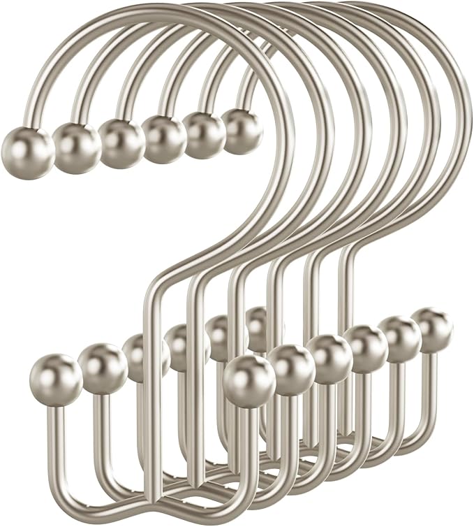 Bathway Shower Curtain Hooks Matte Nickel Shower Curtain Rings, Metal Shower by Bathway