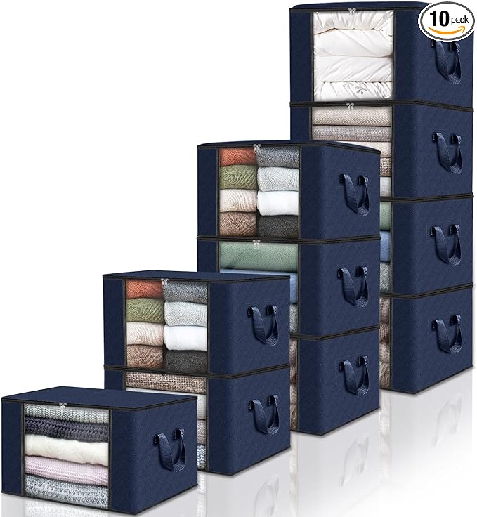 10 Pack Storage Bags for Clothes Blanket Storage Bins by Fabtotes