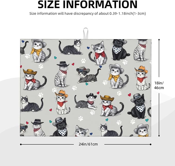Pet Lover Cat Dish Drying Mat For Kitchen Counter, Super Absorbent Microfiber - Image 2