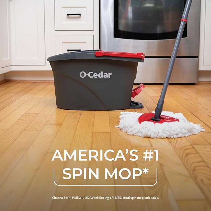 O-Cedar EasyWring Microfiber Spin Mop & Bucket Floor Cleaning System + 3 Extra - Image 2