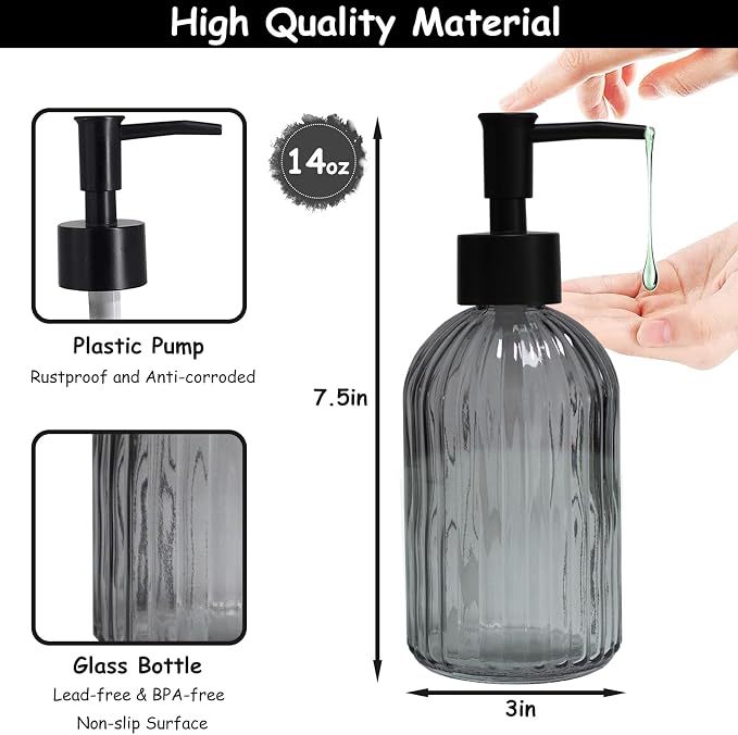 YYTSGG Gray Glass Soap Dispenser Set - Image 2