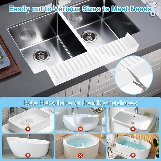 Silicone Sink Edge Protectors 4" x 24", Upgrade Kitchen Sink Splash Guards - Image 3