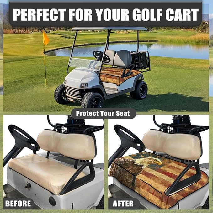 Golf Cart Seat Cover Cushion Providing Comfortable Seating with Sweat Absorbing Fabric, Waterproof Protection and Secure Fit for Daily Use