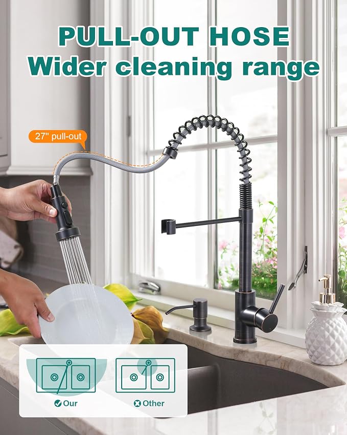 ARCORA Kitchen Faucets with Soap Dispenser: Oil Rubbed Bronze Kitchen Faucets - Image 5