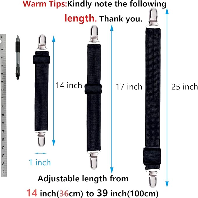 8pcs Adjustable Bed Sheet Straps & Clips, Elastic Fitted Sheet Holder from 14 - Image 2