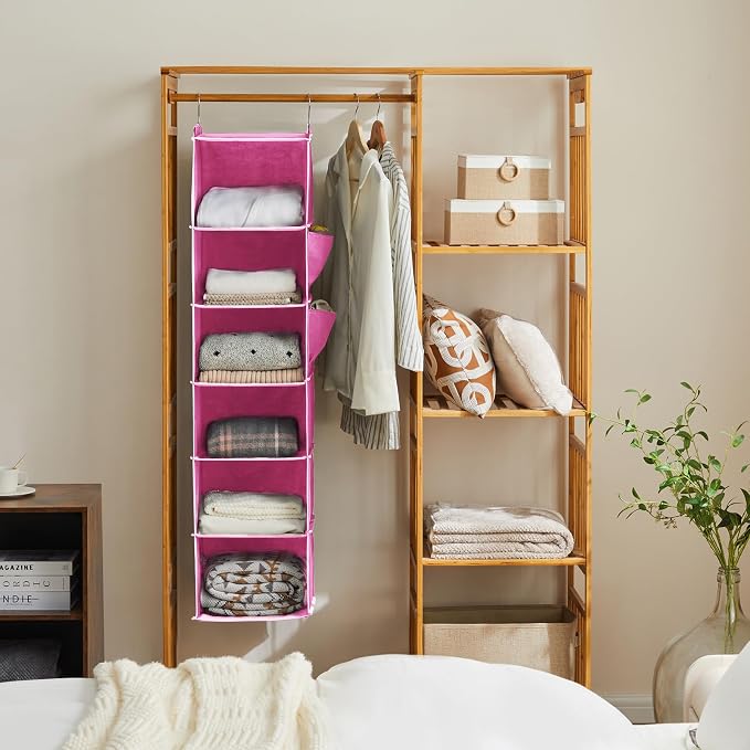 YOUDENOVA Hanging Closet Organizer and Storage, Light Pink | Breathable Fabric - Image 4