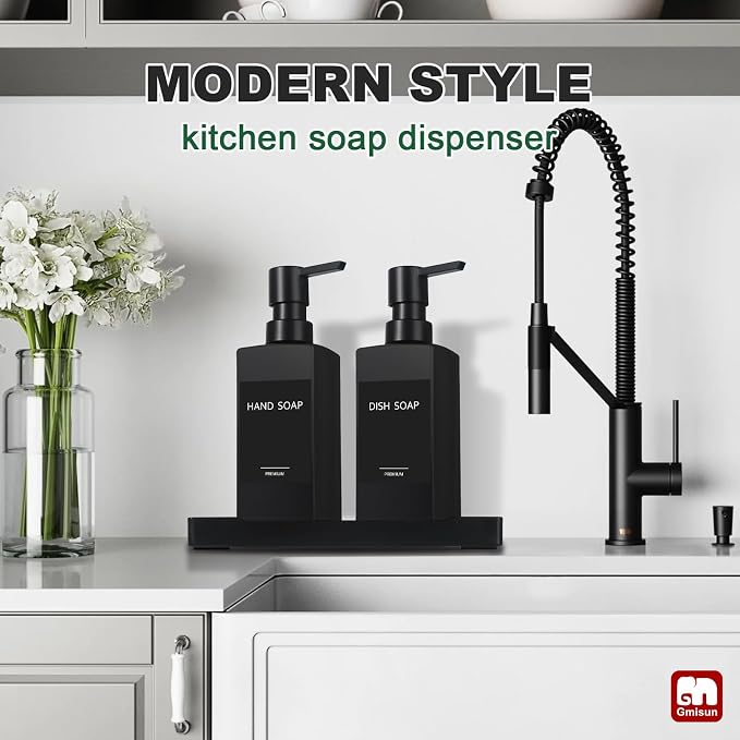 GMISUN Kitchen Soap Dispenser Set, Hand and Dish Soap Dispensers, 12 fl oz/350 - Image 5