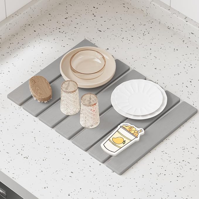 Foldable Stone Dish Drying Mat, 15.5"x11.8" Quick Dry Kitchen Board | Made of - Image 7