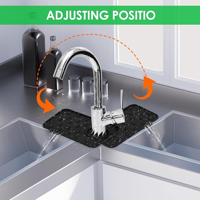 Dimeho Sink Faucet Splash Guard Mat Silicone Soap Dish Pad Faucet Handle Drip - Image 4
