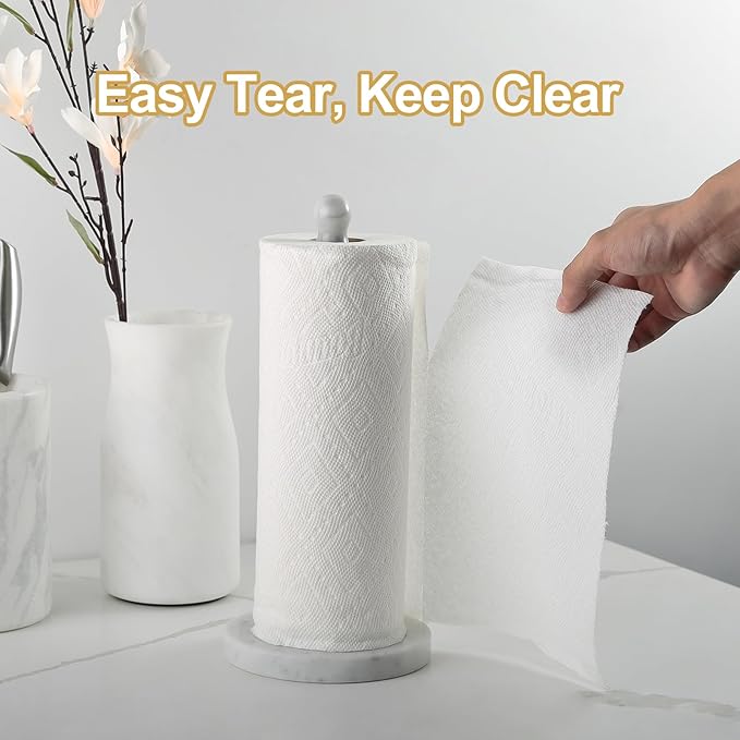 Koville Carrara Marble Paper Towel Holder Countertop, - Image 4