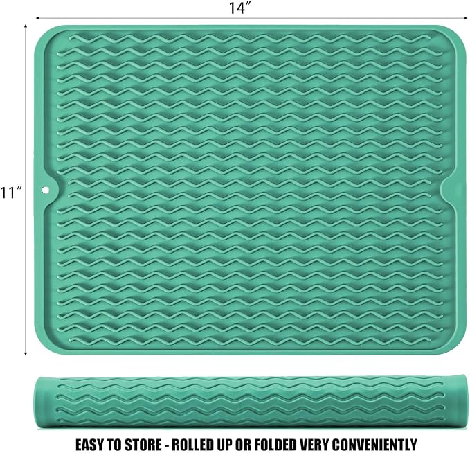 Silicone Dish Drying Mat, Non-Slip Easy Clean Sink Mat, Large Heat-resistant - Image 2