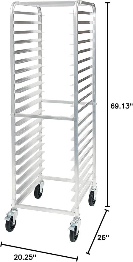 Winco 20-Tier Aluminum Sheet Pan Rack with Brake