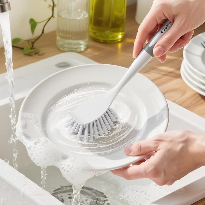Dish Brush with Handle, 2 Pack Kitchen Scrub Brushes - Image 8