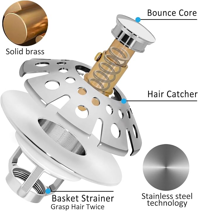 AzWzz Bathroom Sink Stopper, Sink Hair Catcher, Bathroom Sink Drain Strainer - Image 5