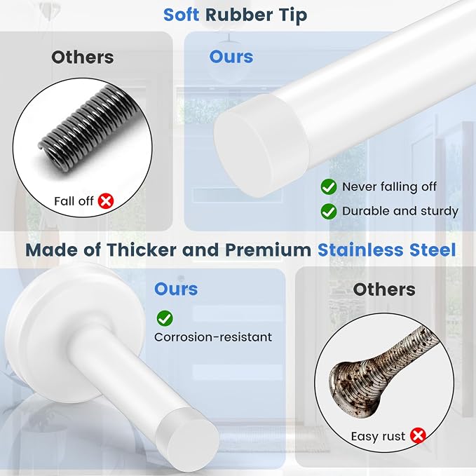 6 Pack Door Stops, Stainless Steel Door Stoppers, No Drilling Door Stops - Image 5