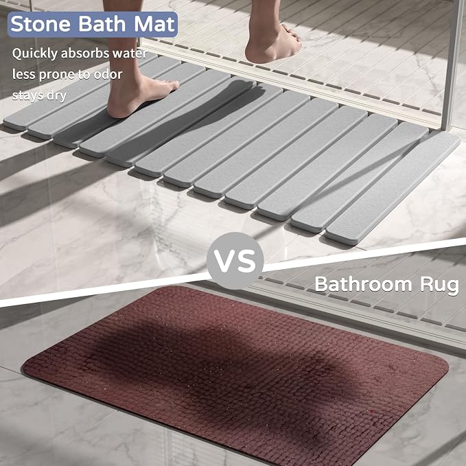 Large Stone Bath Mat 31.5 x 19.7in, Diatomaceous Earth Mat - Image 7