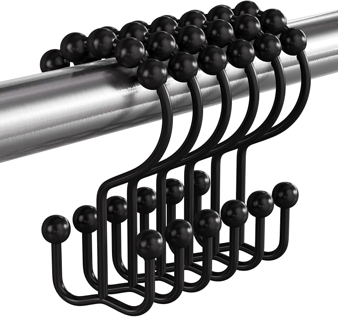 Bathway Shower Curtain Hooks Matte Black Shower Curtain Rings, Metal Shower - Image 9