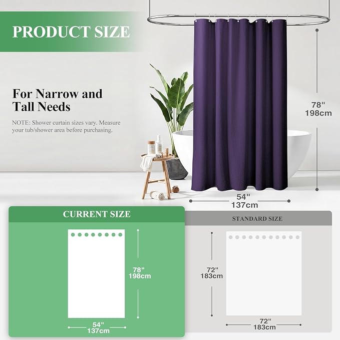Dynamene Stall Waffle Shower Curtain 256 GSM Heavy Fabric 54x78 Purple - Image 2