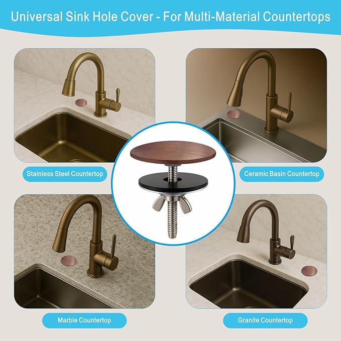 2-Inch Sink Hole Cover, Solid Brass Faucet Hole Cover, Sink Sprayer Hole Cover for Home Kitchen and Bathroom, Sink Hole Cap (Bronze)