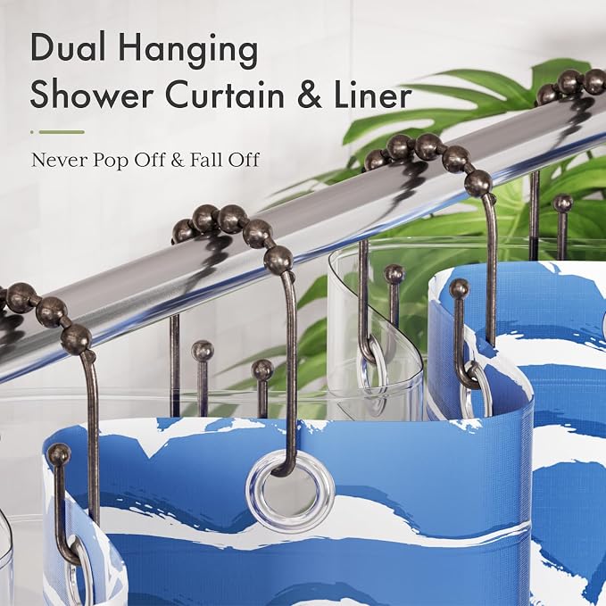 AmazerBath Shower Curtain Hooks Bronze Shower Curtain Rings Rust Proof - Image 3